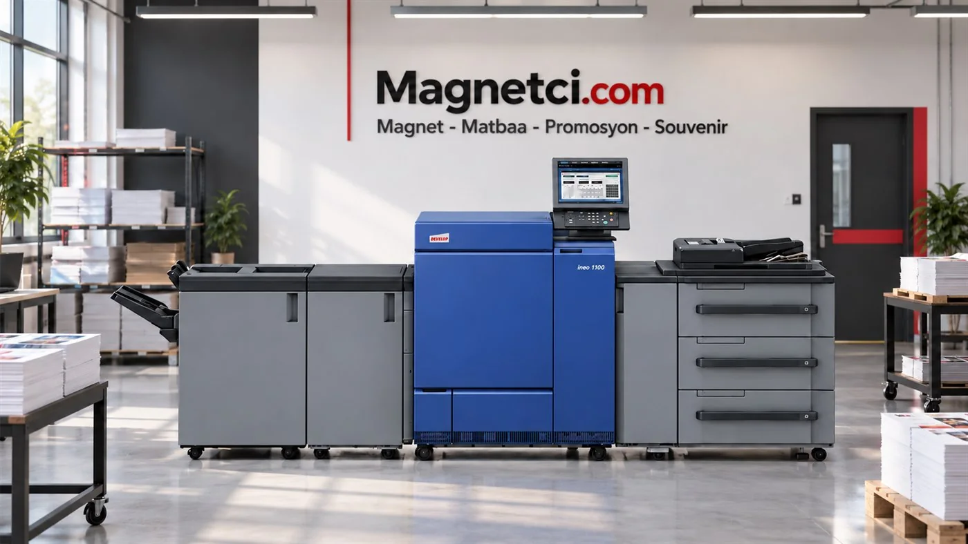 Magnetci.com üretim tesisindeki Develop ineo 1100 baskı makinesi