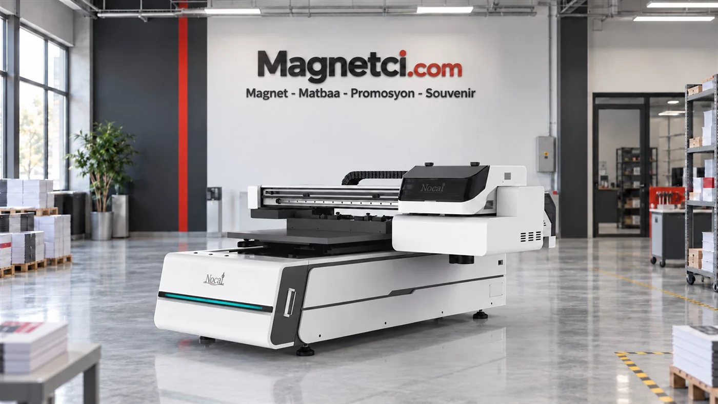 Magnetci.com üretim tesisindeki Nocai UV baskı makinesi