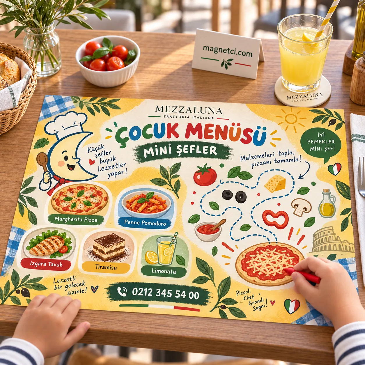 AMS-05 Mezzaluna temalı Amerikan servis restoran kullanım senaryosu