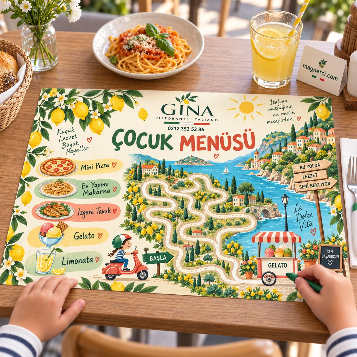 AMS-07 Gina temalı Amerikan servis restoran kullanım senaryosu