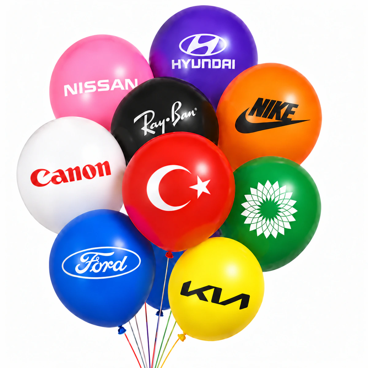 Kurumsal logolarla tek renk baskı uygulanmış promosyon balonları