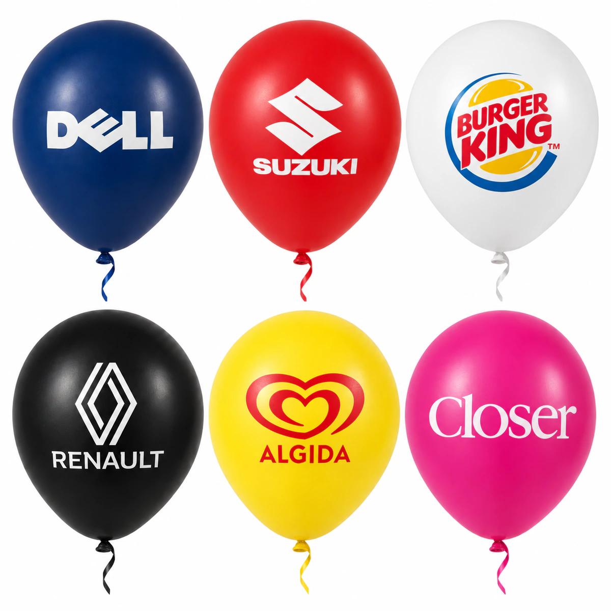 Dell, Suzuki, Burger King, Renault, Algida ve Closer logolu promosyon balonları