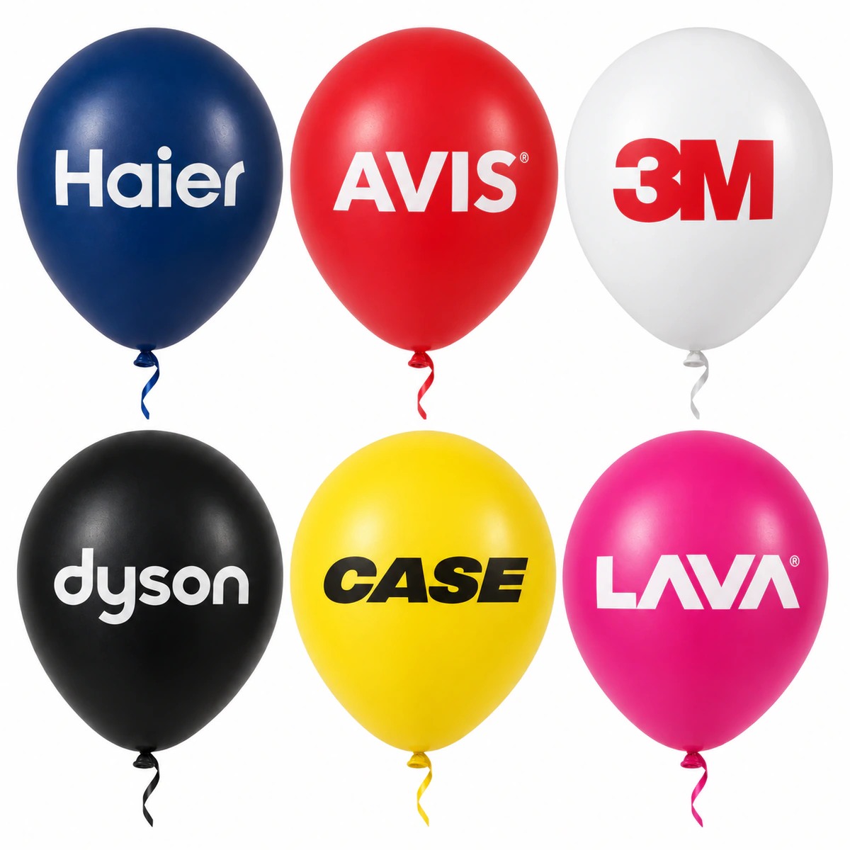 Haier, Avis, 3M, Dyson, CASE ve LAVA logolu promosyon balonları