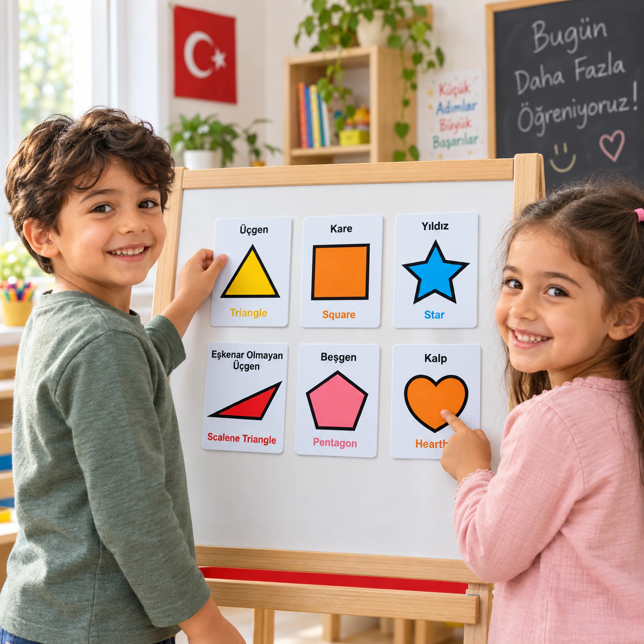 PSM-10 eğitici magnet setiyle oynayan Türk çocukları kullanım sahnesi