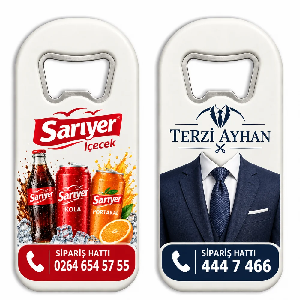 Sarıyer İçecek ve Terzi Ayhan baskılı ekonomik düz açacak magnet örnekleri