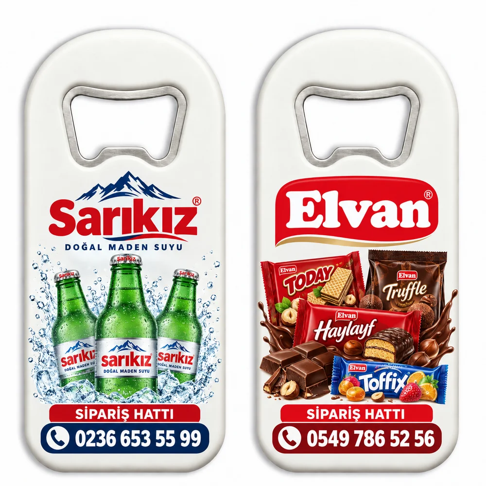 Sarıkız ve Elvan baskılı ekonomik düz açacak magnet örnekleri