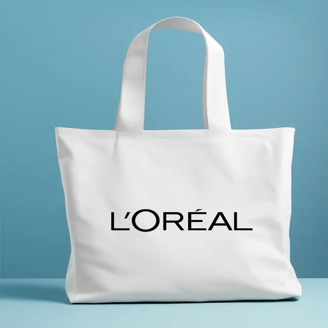 Loreal baskılı ham bez çanta