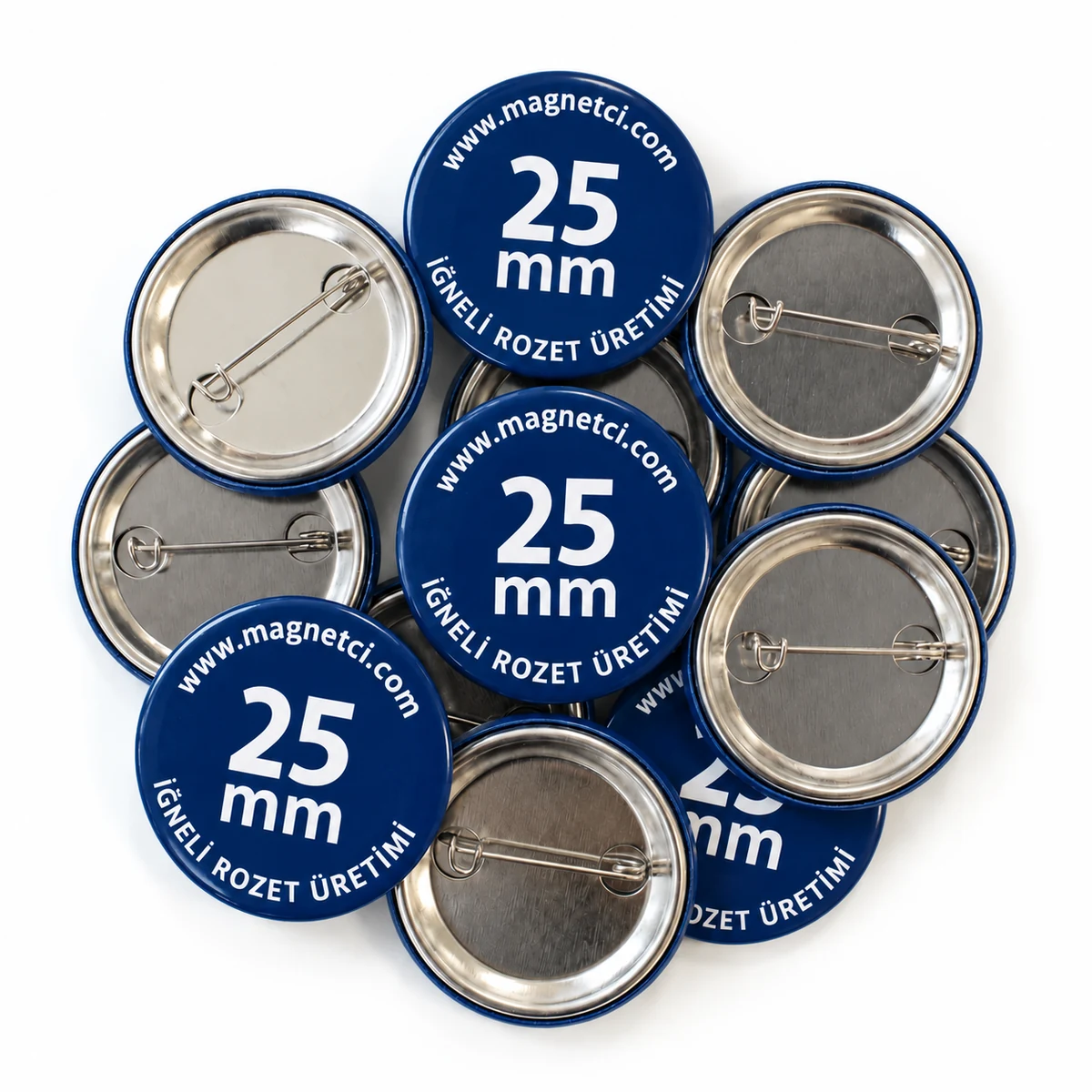 25 mm iğneli rozet üretimi - Magnetci.com