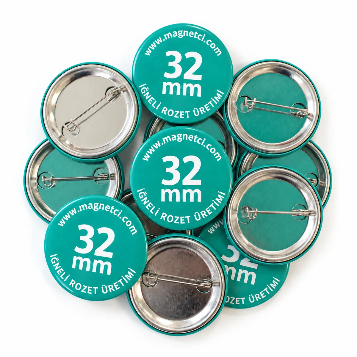 32 mm iğneli rozet üretimi - Magnetci.com
