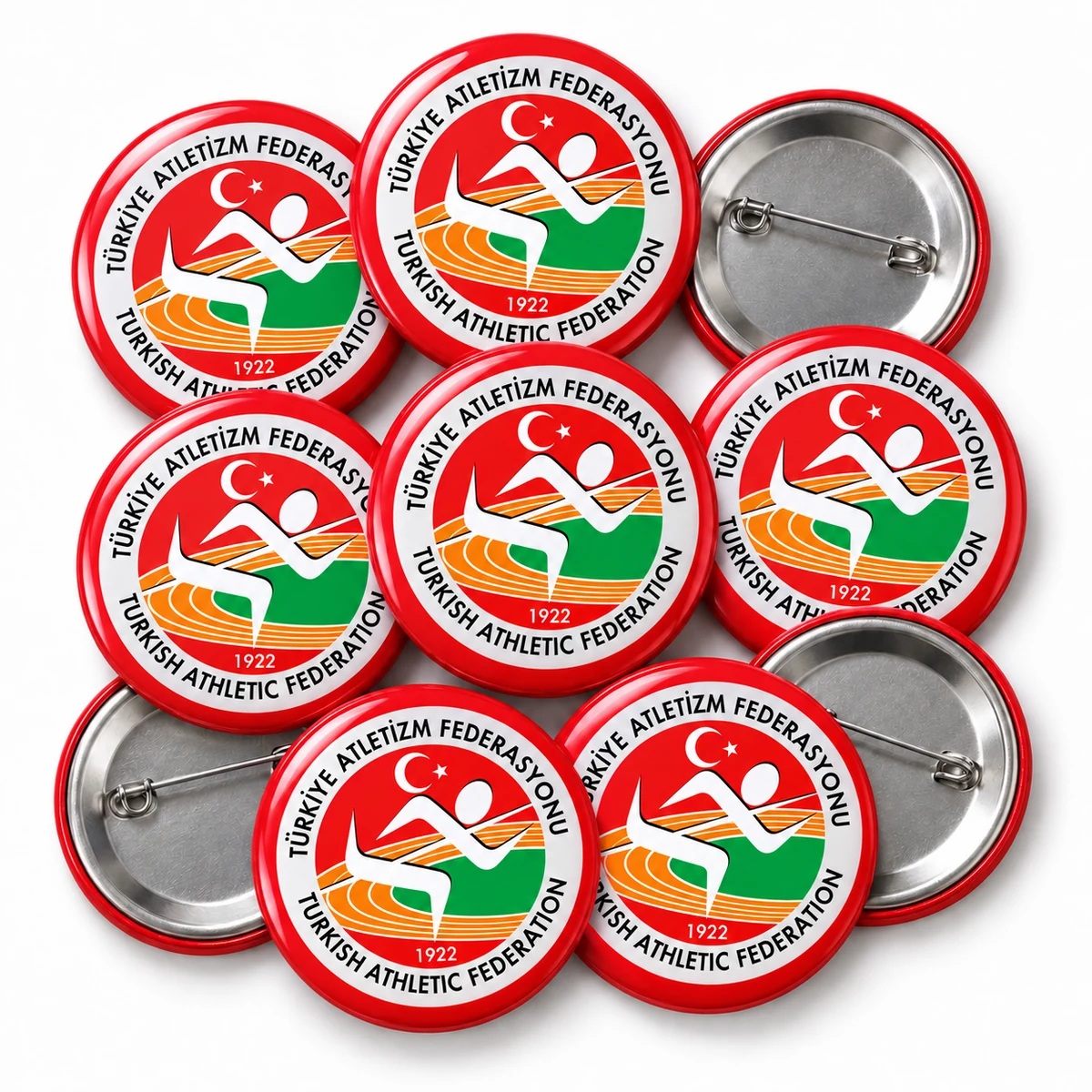 37 mm Türkiye Atletizm Federasyonu logolu iğneli rozet