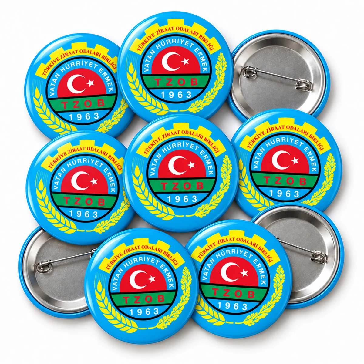 37 mm Türkiye Ziraat Odaları Birliği logolu iğneli rozet