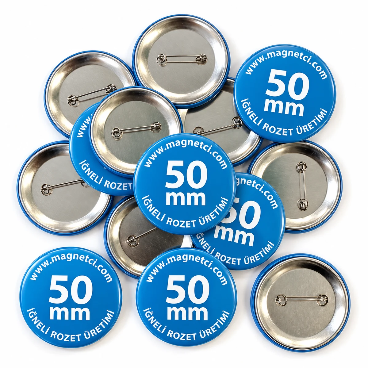 50 mm iğneli rozet üretimi - Magnetci.com