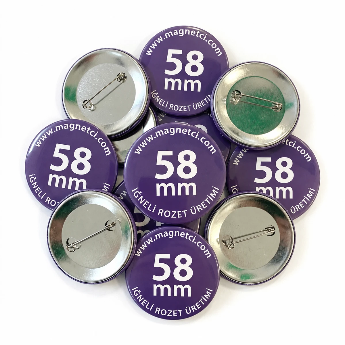 58 mm iğneli rozet üretimi - Magnetci.com