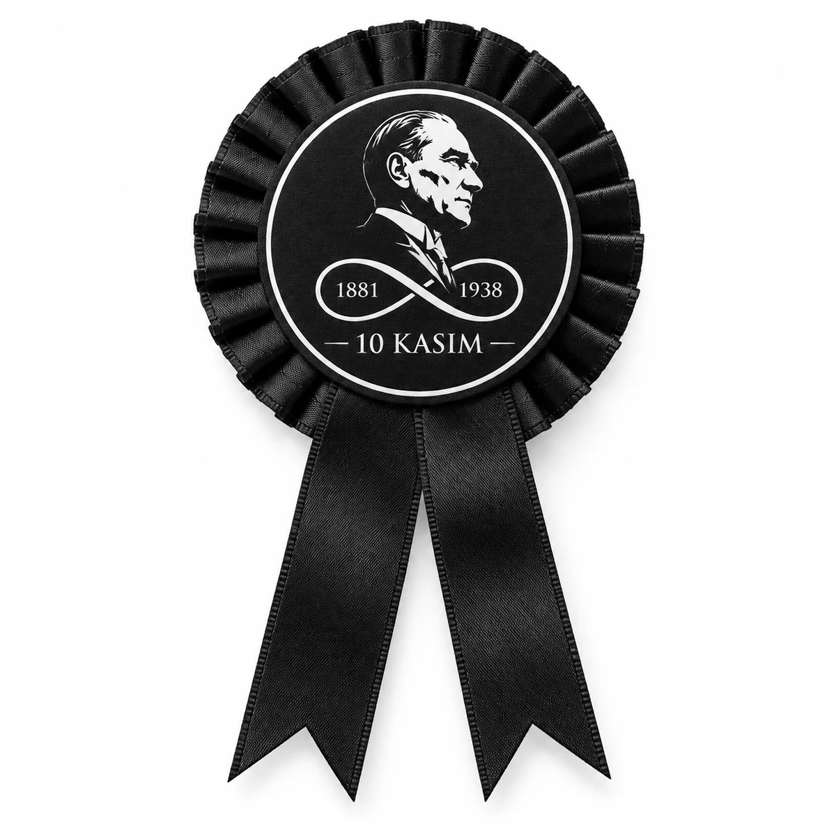 10 Kasım Atatürk silüetli siyah saten kokart
