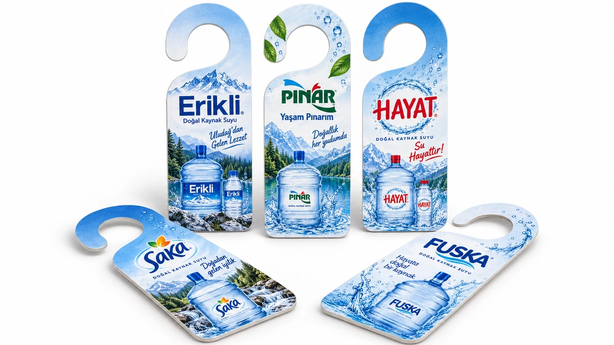 KPA-01 kesim formunda baskılı kapı askısı üretim örnekleri