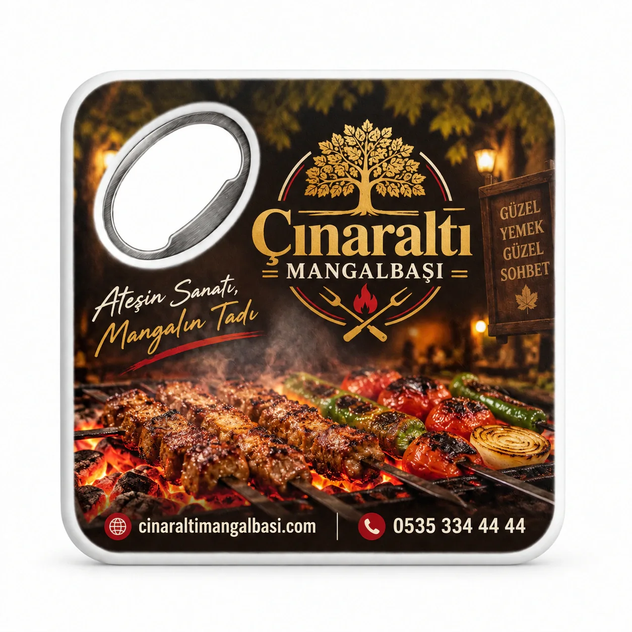 UV baskılı Kare Bardak Altı Açacak Magnet, Ürün Kodu KBA-04