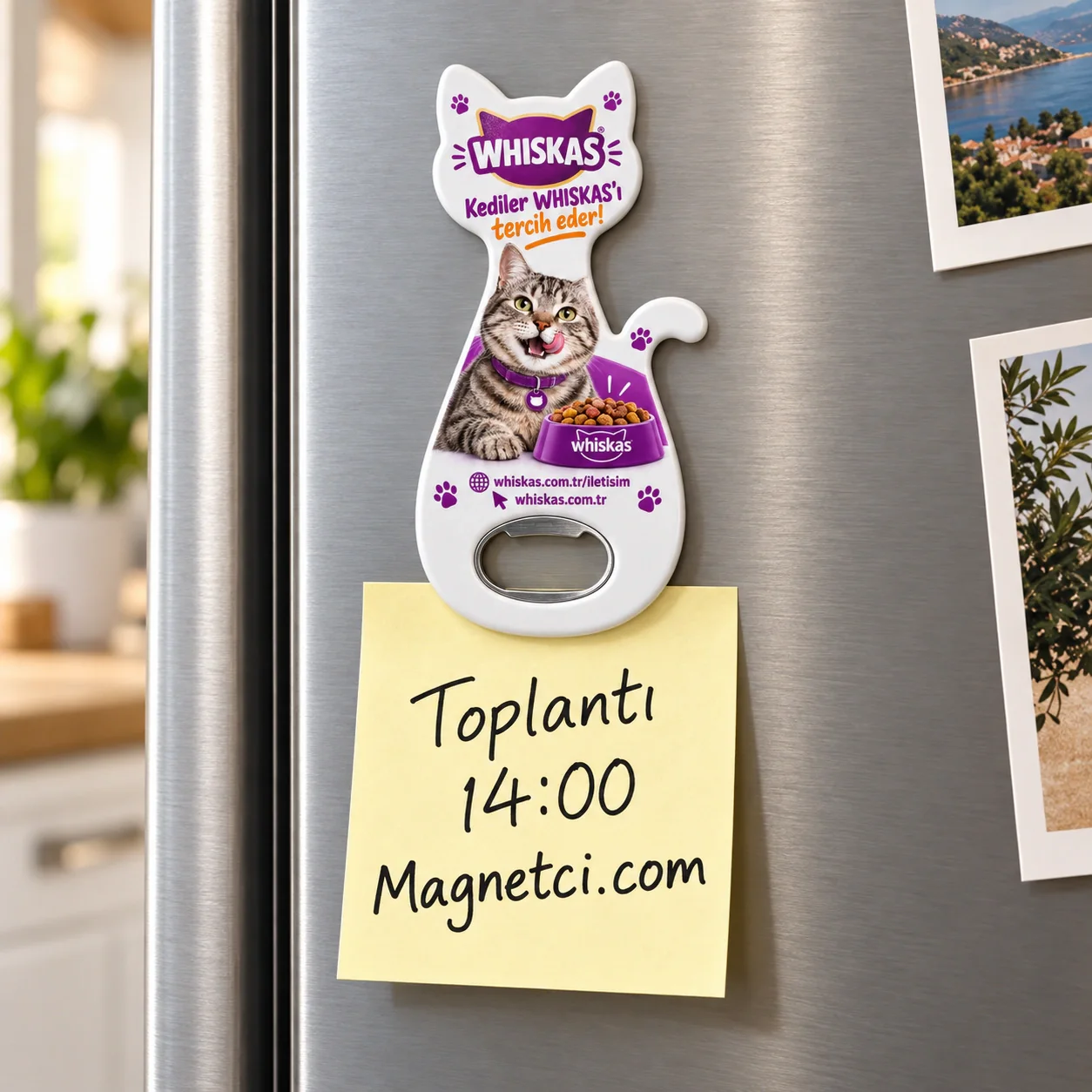 KEDAM-01 kodlu Kedi Açacak Magnet buzdolabında not tutma senaryosu
