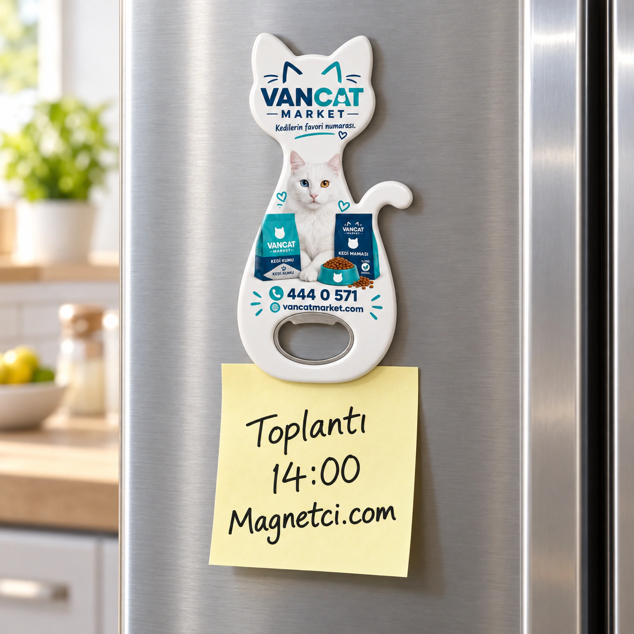 KEDAM-06 kodlu Kedi Açacak Magnet buzdolabında not tutma senaryosu