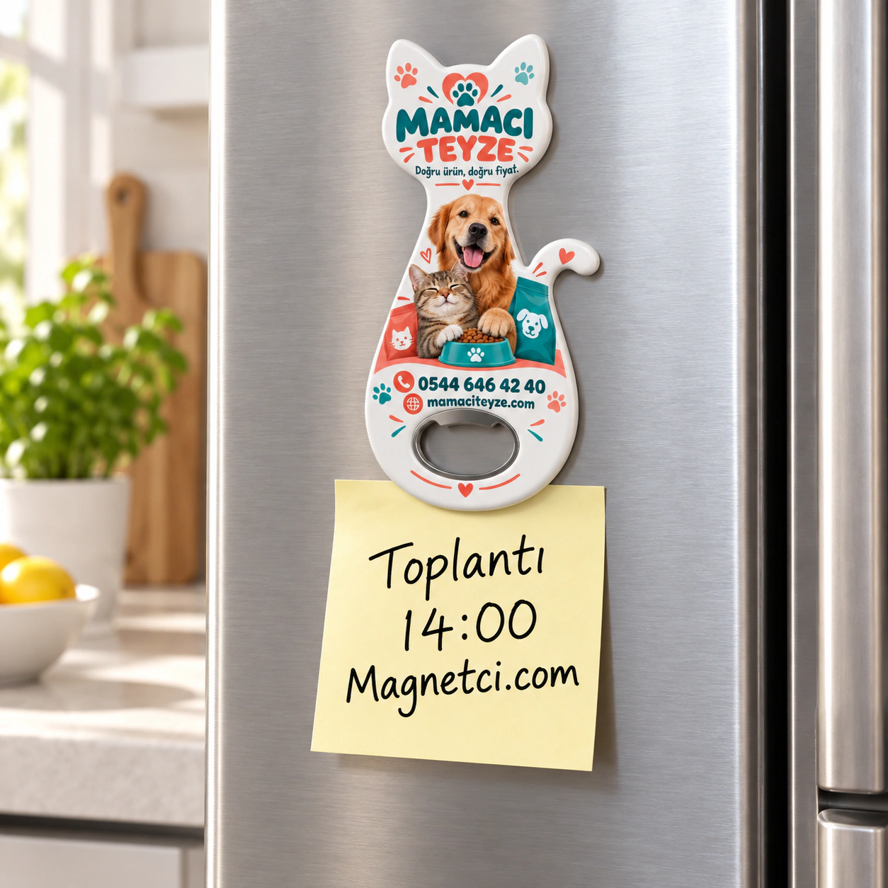 KEDAM-07 kodlu Kedi Açacak Magnet buzdolabında not tutma senaryosu