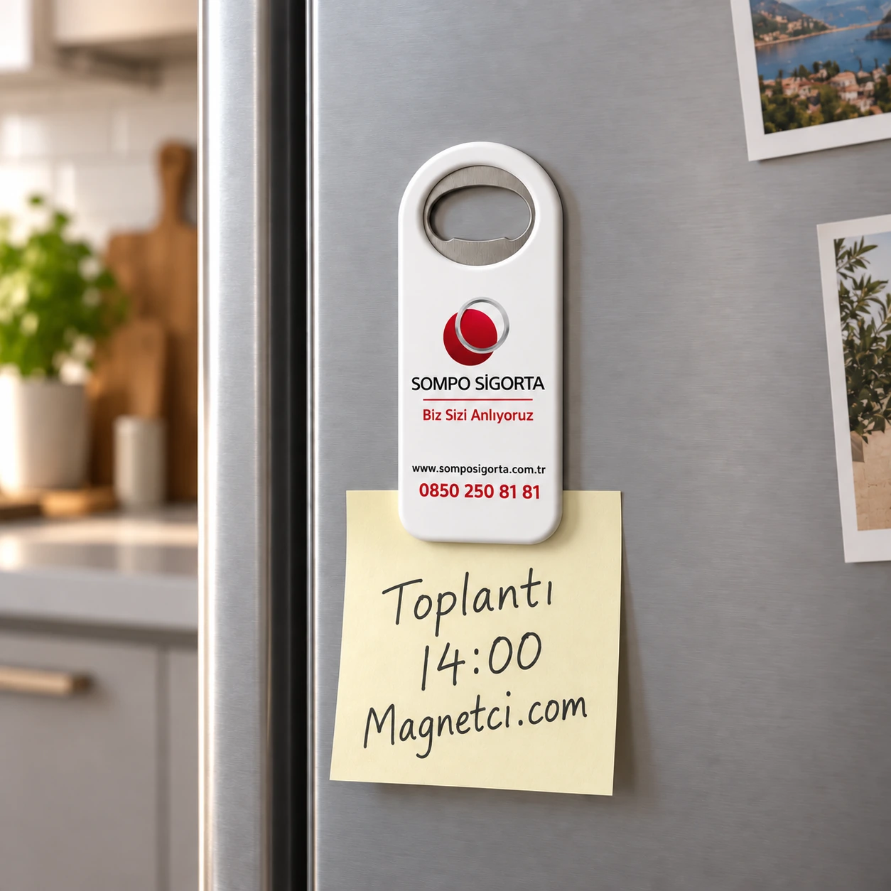 Sompo Sigorta UV baskılı Lüks Düz Açacak Magnet, Ürün Kodu LDAM-02 kullanım senaryosu