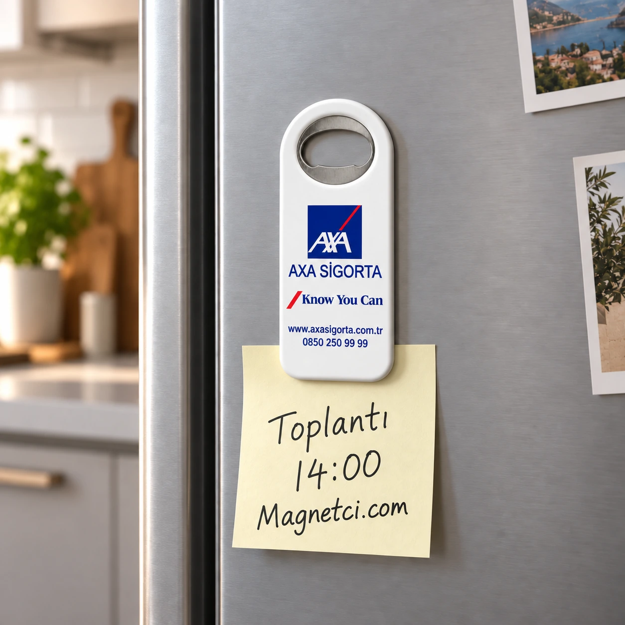 AXA Sigorta UV baskılı Lüks Düz Açacak Magnet, Ürün Kodu LDAM-05 kullanım senaryosu