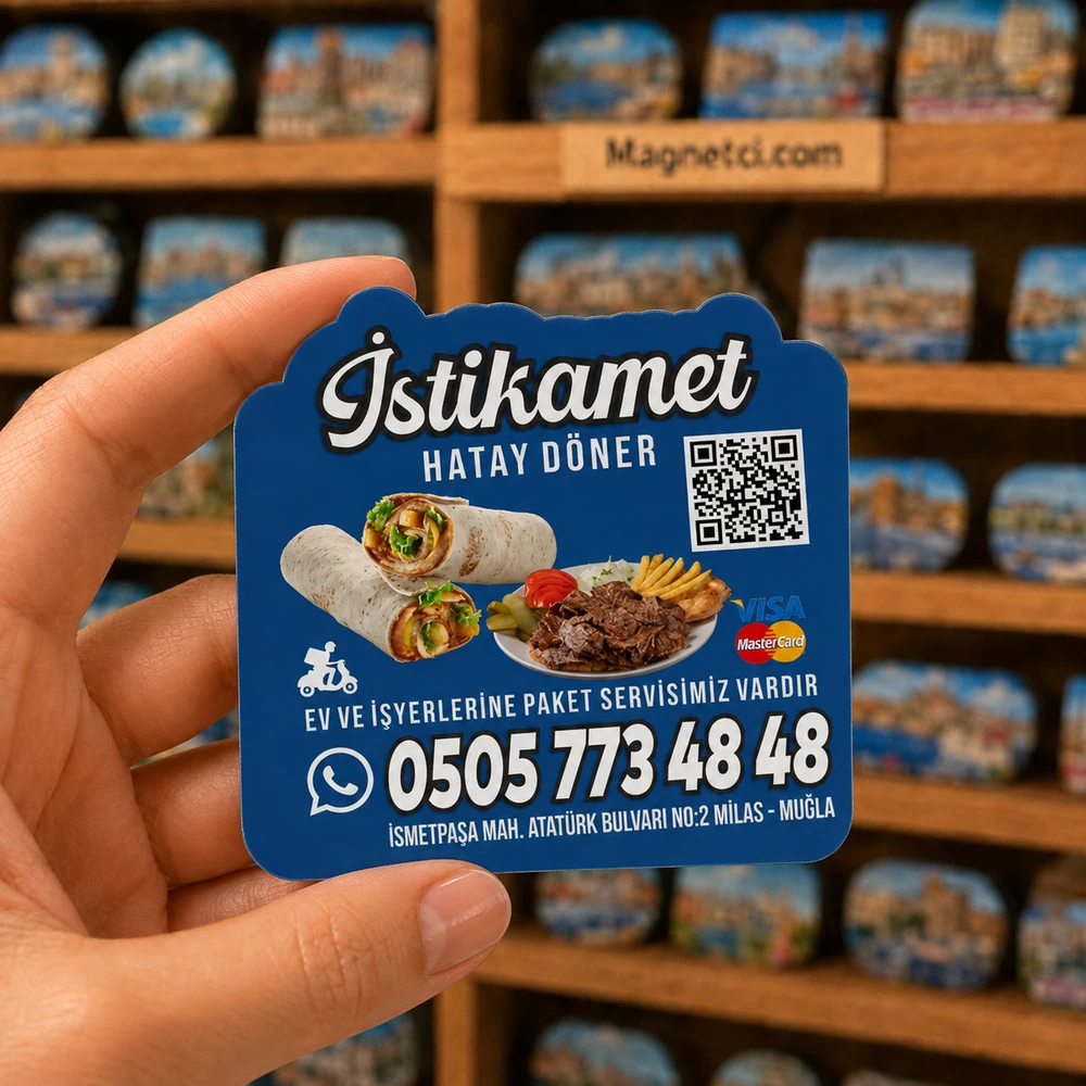 OKM-05 elde tutulan arka planlı özel kesim magnet görseli