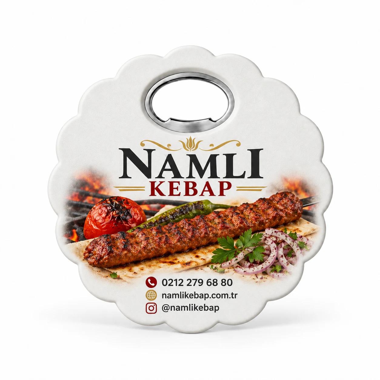 PBAAM-02 kodlu PAPATYA BARDAK ALTI AÇACAK MAGNET üretim örneği