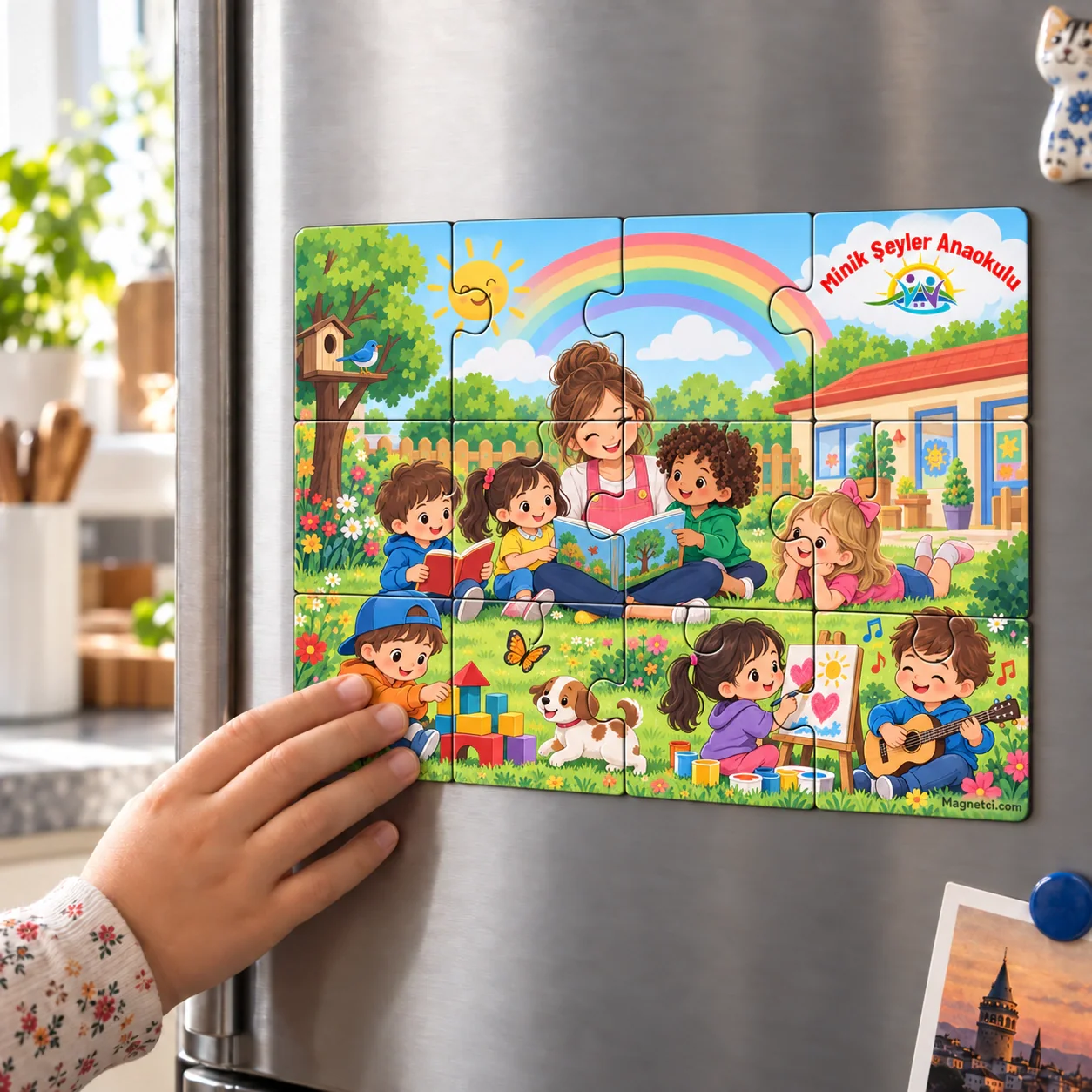 Minik Şeyler Anaokulu Puzzle Magnet üretim senaryosu