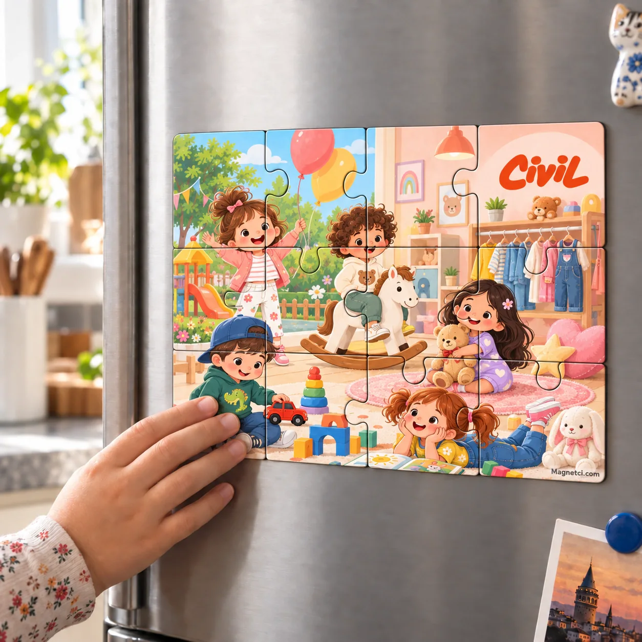 Civil Puzzle Magnet üretim senaryosu
