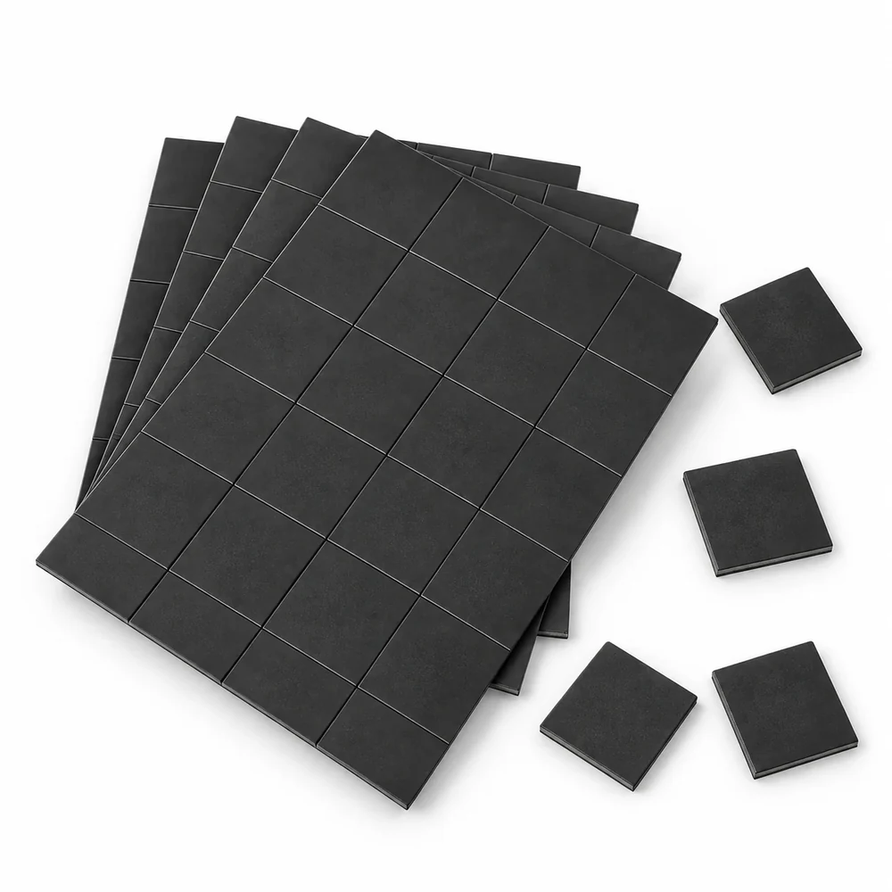 4 x 4 cm ebatlarında 0,800 mikron kesilmiş natural siyah magnet parçaları