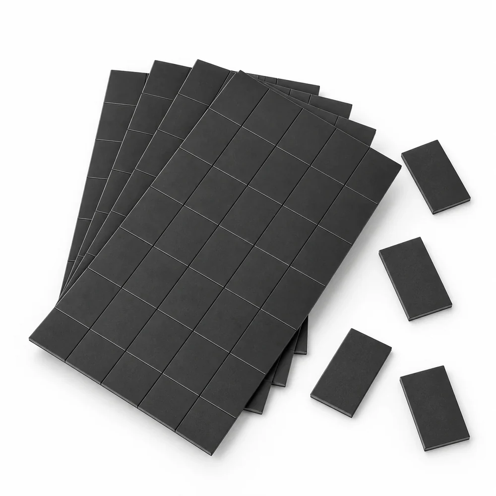 3 x 5 cm ebatlarında 0,800 mikron kesilmiş natural siyah magnet parçaları