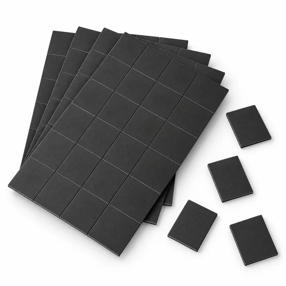 4 x 5 cm ebatlarında 0,800 mikron kesilmiş natural siyah magnet parçaları