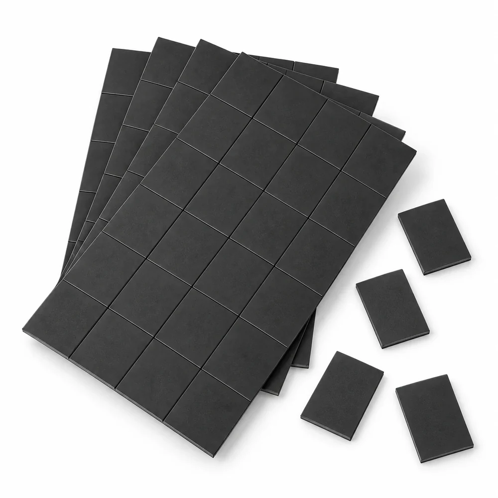 3 x 4 cm ebatlarında 0,800 mikron kesilmiş natural siyah magnet parçaları