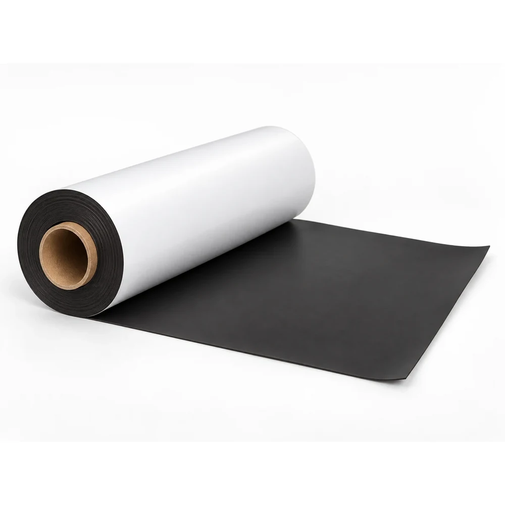 100 cm x 20 metre 0,300 mikron beyaz PVC kaplı esnek rulo magnet