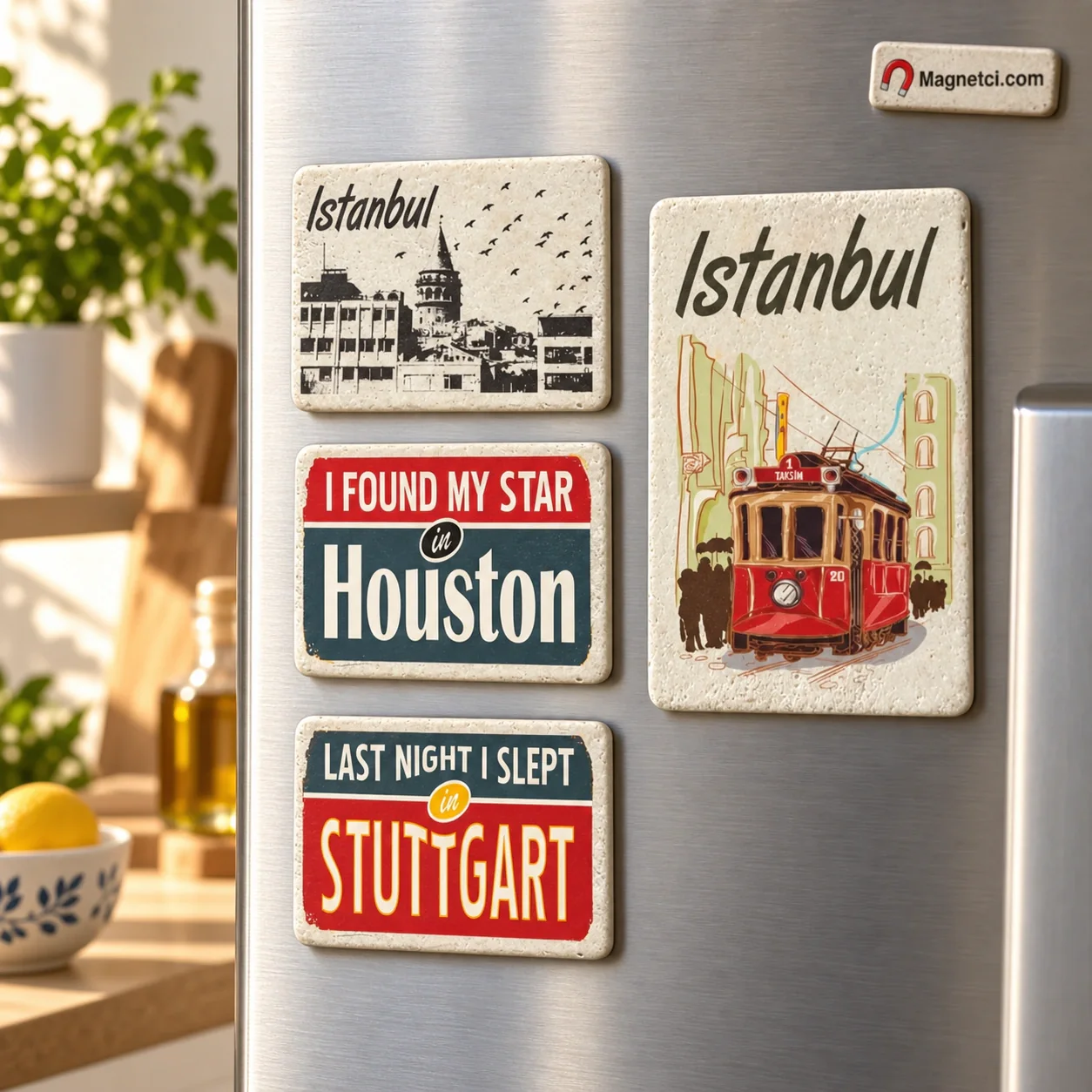 TM-08 taş magnet buzdolabı sahnesi