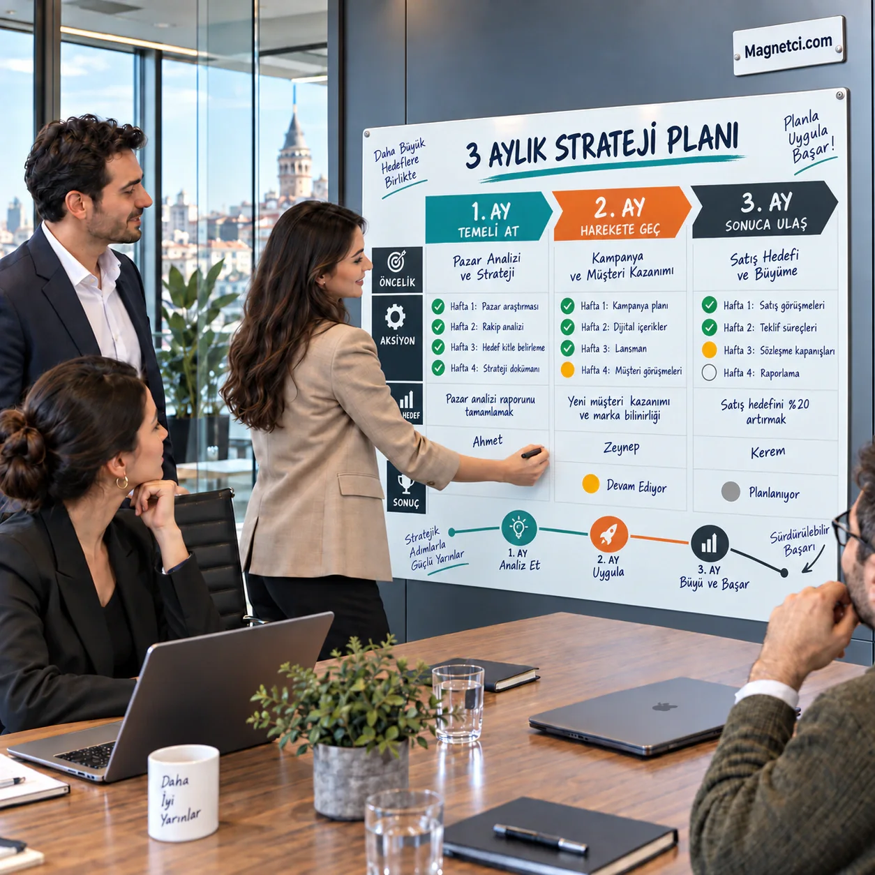 YSPM-09 üç aylık strateji planı toplantı salonu senaryosu