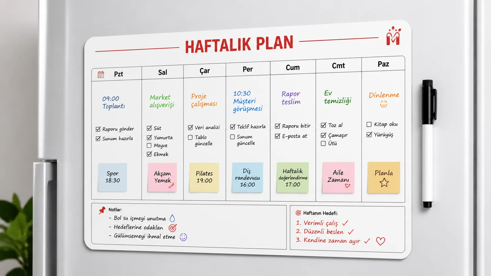 YAZ-SİL PLANNER MAGNET üretim örnekleri