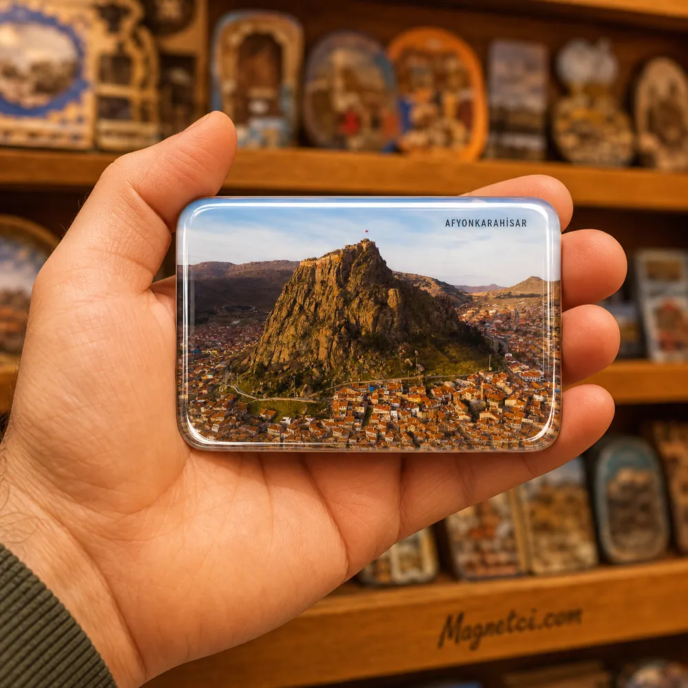 Afyonkarahisar Kalesi Havadan Görünüm Epoksi Magnet AFY-04