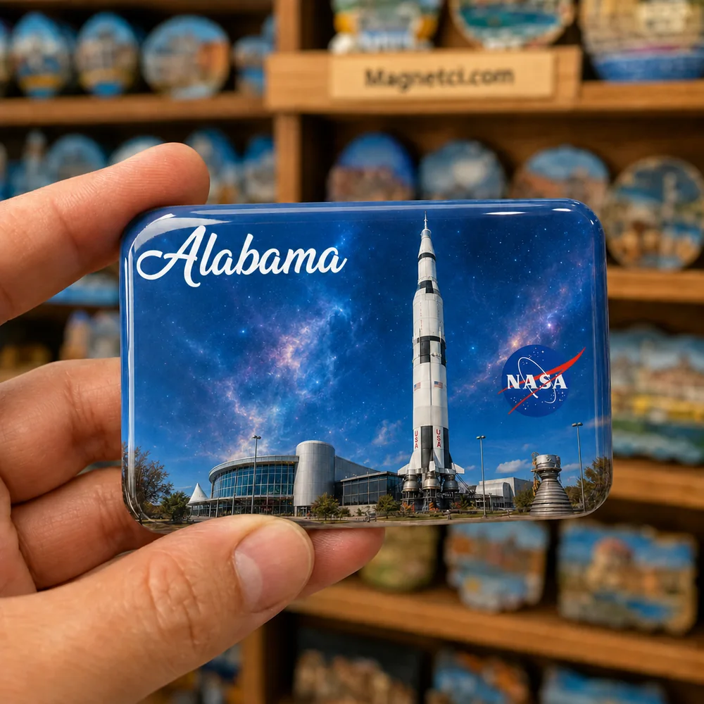 Alabama Genel Saturn V Roketi ve NASA Epoksi Magnet ALA-02
