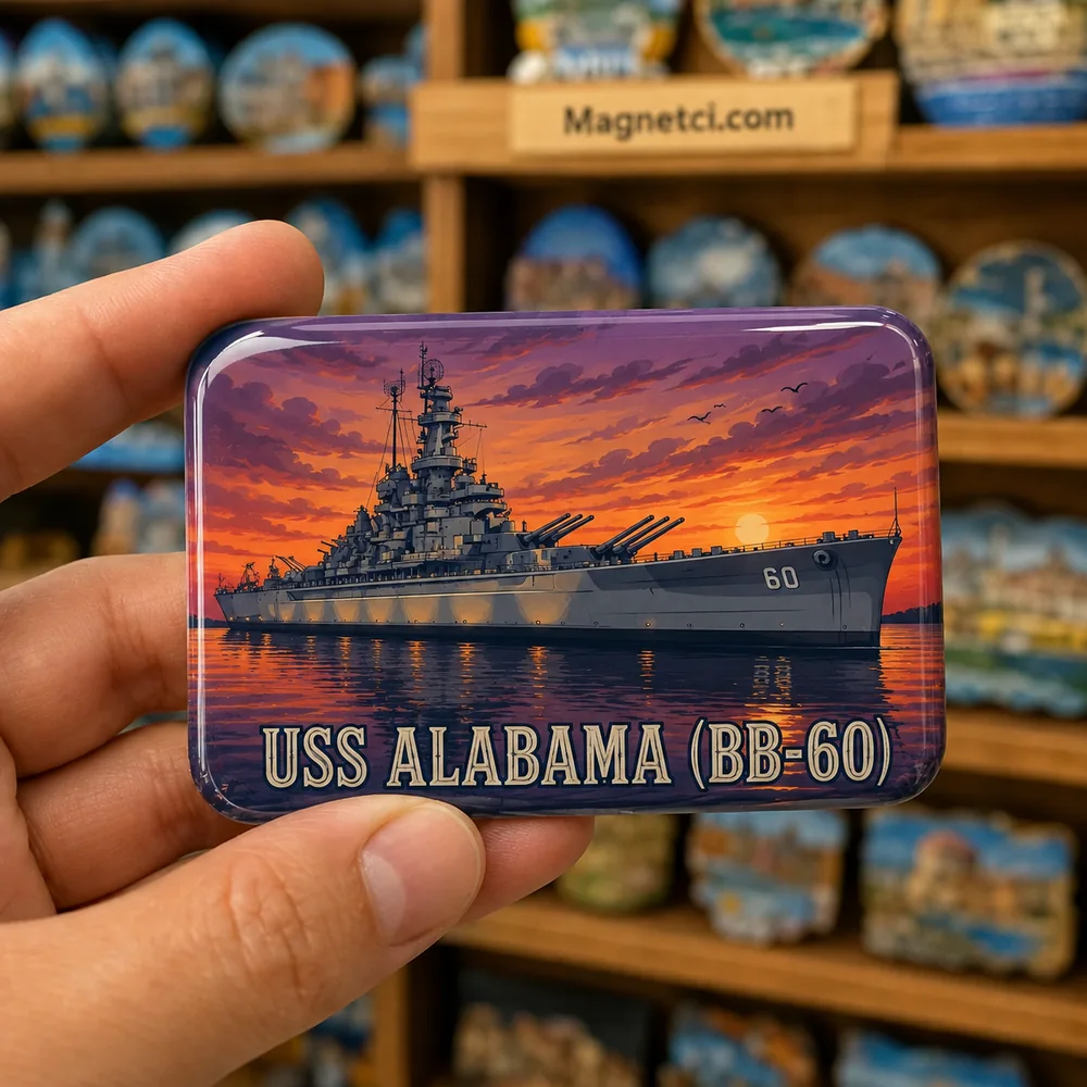 Alabama Genel USS Alabama (BB-60) Epoksi Magnet ALA-05