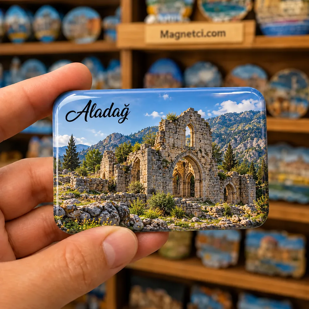 Adana Aladağ Akören Kilisesi temalı elde tutulan parlak epoksi souvenir magnet