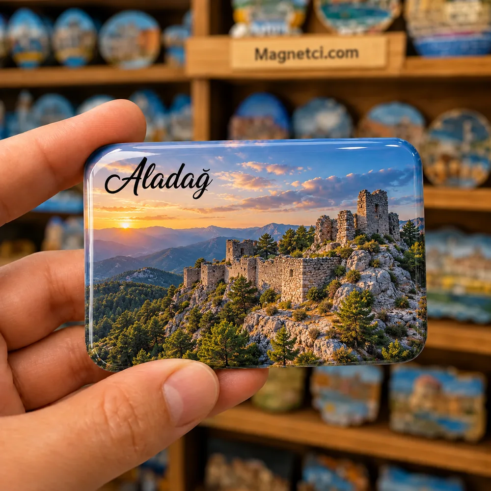 Adana Aladağ Meydan Kalesi temalı elde tutulan parlak epoksi souvenir magnet