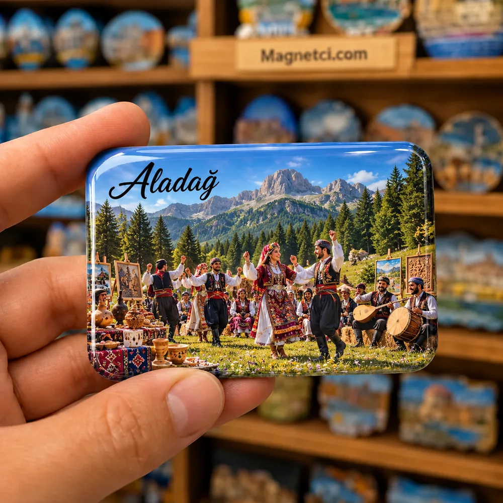Adana Aladağ Doğa ve Sanat Festivali temalı elde tutulan parlak epoksi souvenir magnet