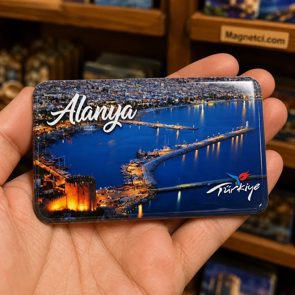 Alanya Limanı Gece Panoraması Epoksi Magnet ALN-09