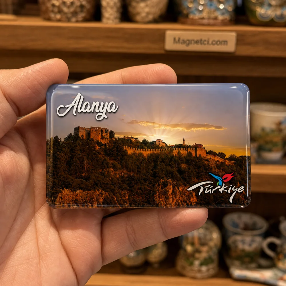 Alanya Kalesi Gün Batımı Epoksi Magnet ALN-12