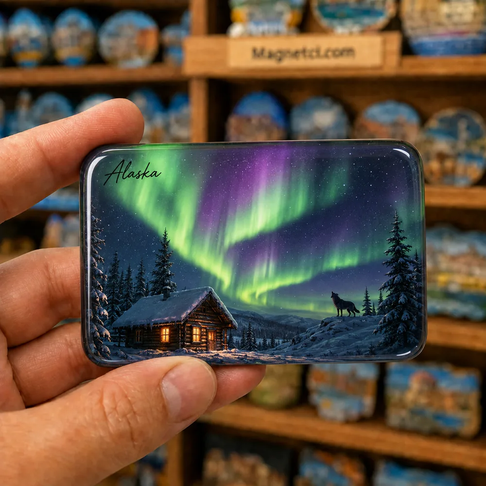 Alaska Genel Fairbanks Kuzey Işıkları Epoksi Magnet ALK-04