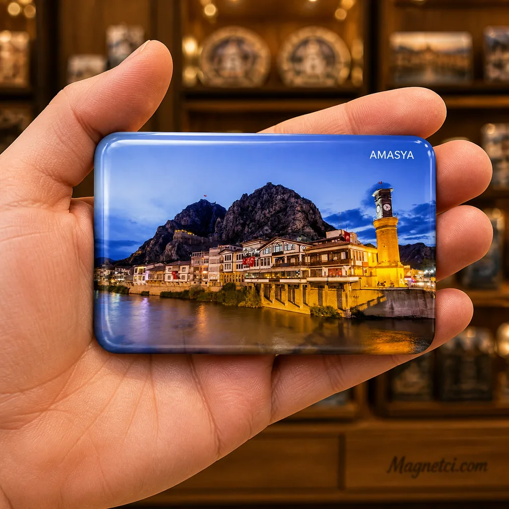Amasya Saat Kulesi Gece Görünümü Epoksi Magnet AMA-03