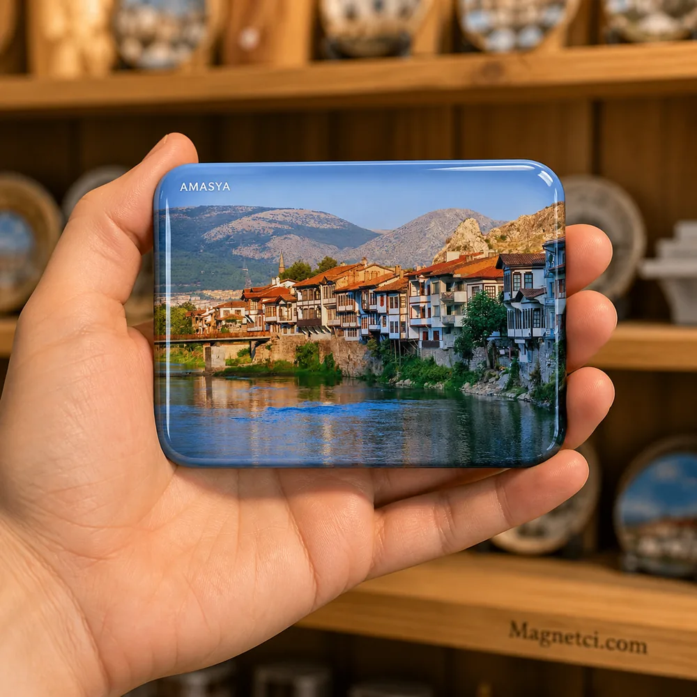 Amasya Yalıboyu Evleri Gün Işığı Epoksi Magnet AMA-07