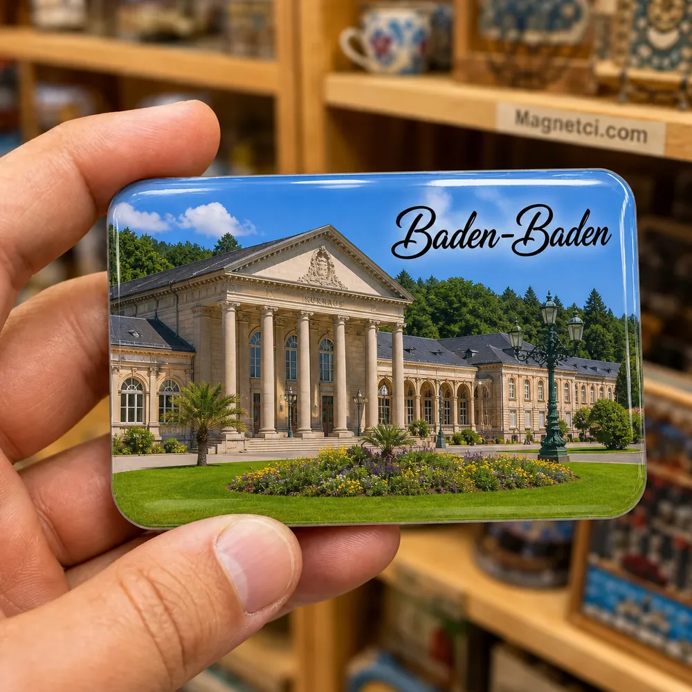 Baden-Baden Casino ve Kurhaus Bahçe Görünümü Epoksi Magnet BAD-01