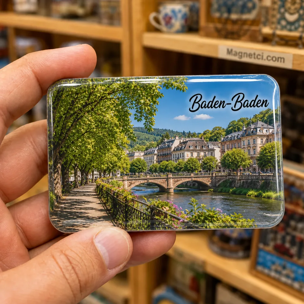 Baden-Baden Lichtentaler Allee ve Oos Nehri Epoksi Magnet BAD-02